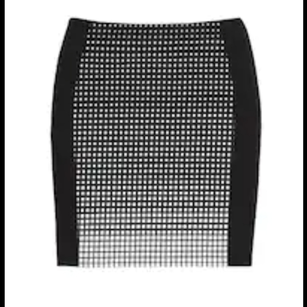 White House Black Market Black Grid Pencil Skirt